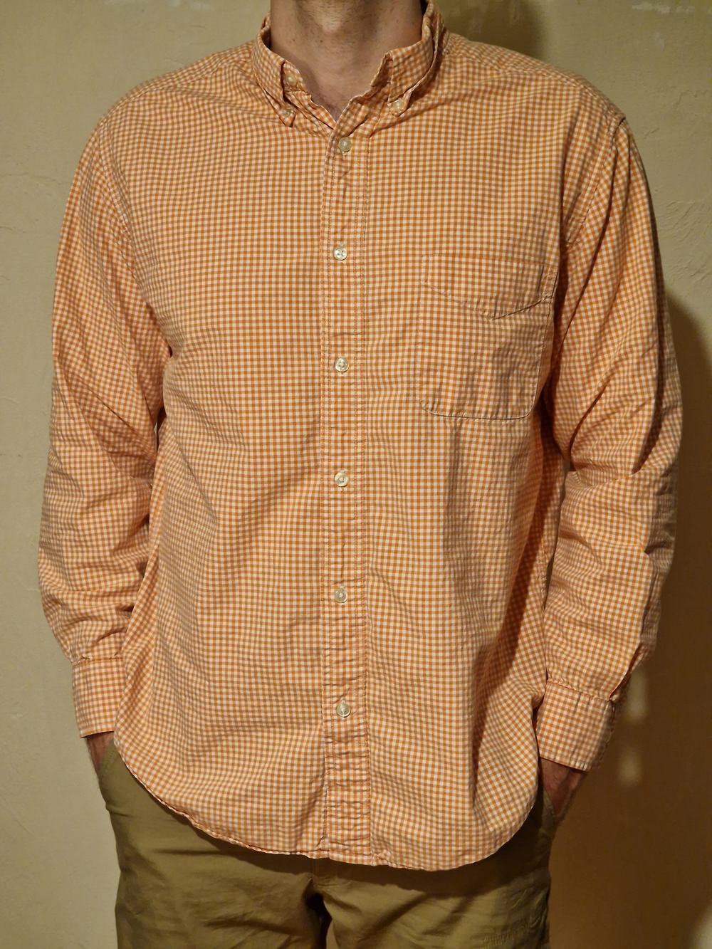 St. John's Bay Orange Gingham Button-Down Shirt